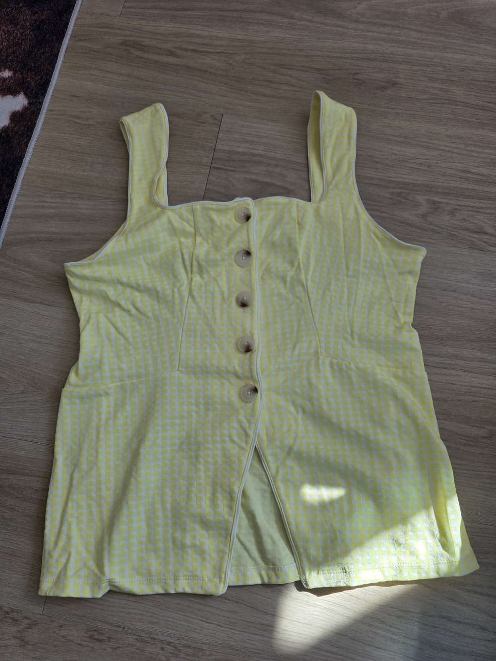 Maeve Yellow Gingham Button-Front Tank